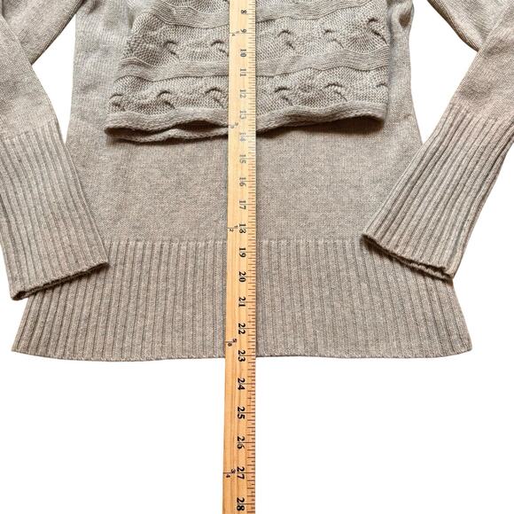 Banana Republic Cable Cowl Sweater Small Italian Yarn Cashmere Blend Light Gray - Picture 4 of 8